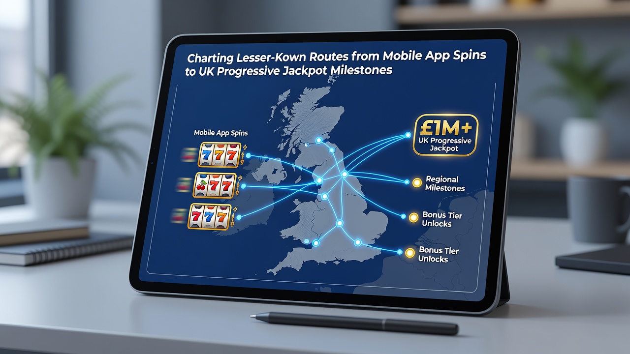 Progressive jackpot meter display on a smartphone screen showing mobile spin contributions accumulating toward UK milestone targets