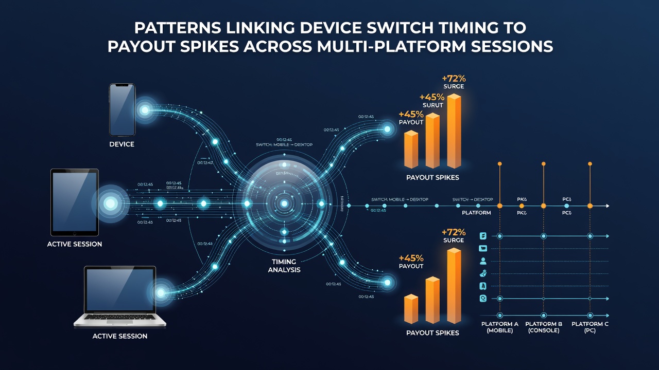 Graph depicting device switch points and corresponding payout spike distributions over time