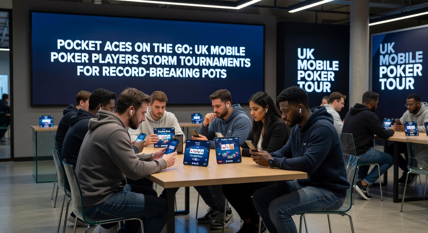 Close-up of a poker app tournament leaderboard on a mobile device, showing UK players in top spots with massive chip stacks