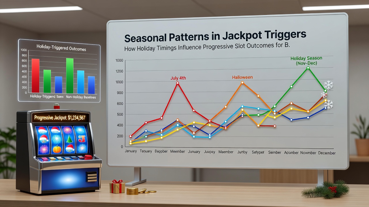 Data charts displaying seasonal jackpot trigger frequencies across holiday months for progressive slots