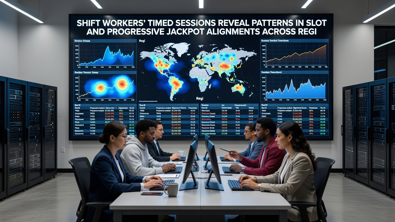 Detailed view of progressive jackpot displays and shift worker timing logs in a casino setting