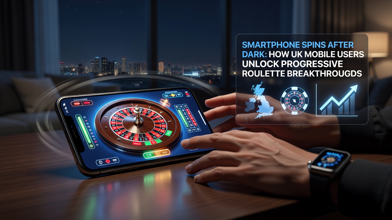 Smartphone screen displaying progressive roulette jackpot meter during evening play